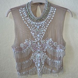 ASOS sheer beaded crop top one missing bead see pics.